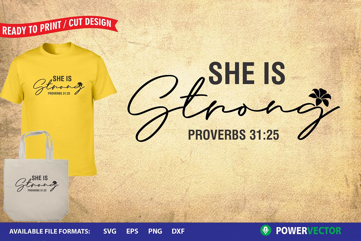 Christian Svg, She is strong Proverbs 31 25 example image 1