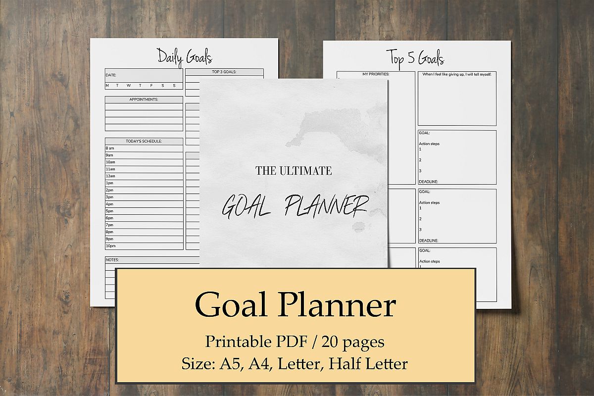Goal Planner Printable 2019, Goal Worksheet, Planner Insert example image 1