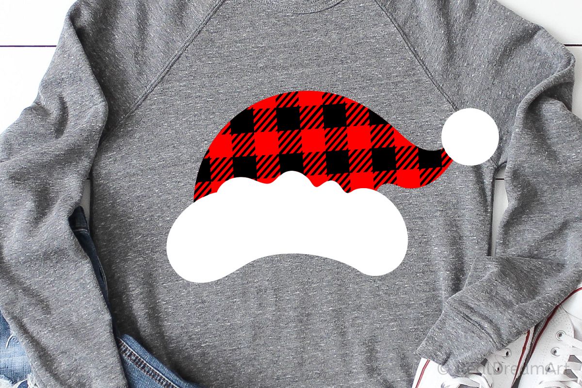 Buffalo Plaid Santa Hat SVG, DXF, PNG, EPS example image 1