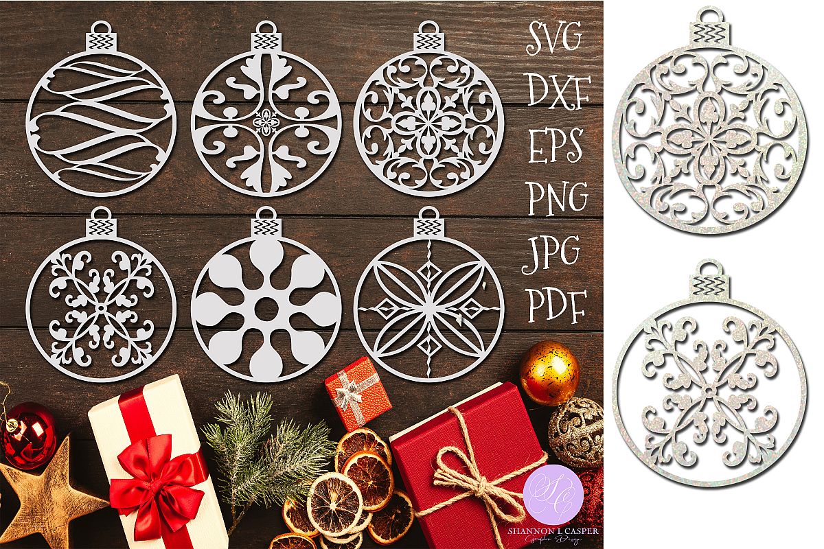 Christmas Round Ornament Bundle SVG and Printable example image 1