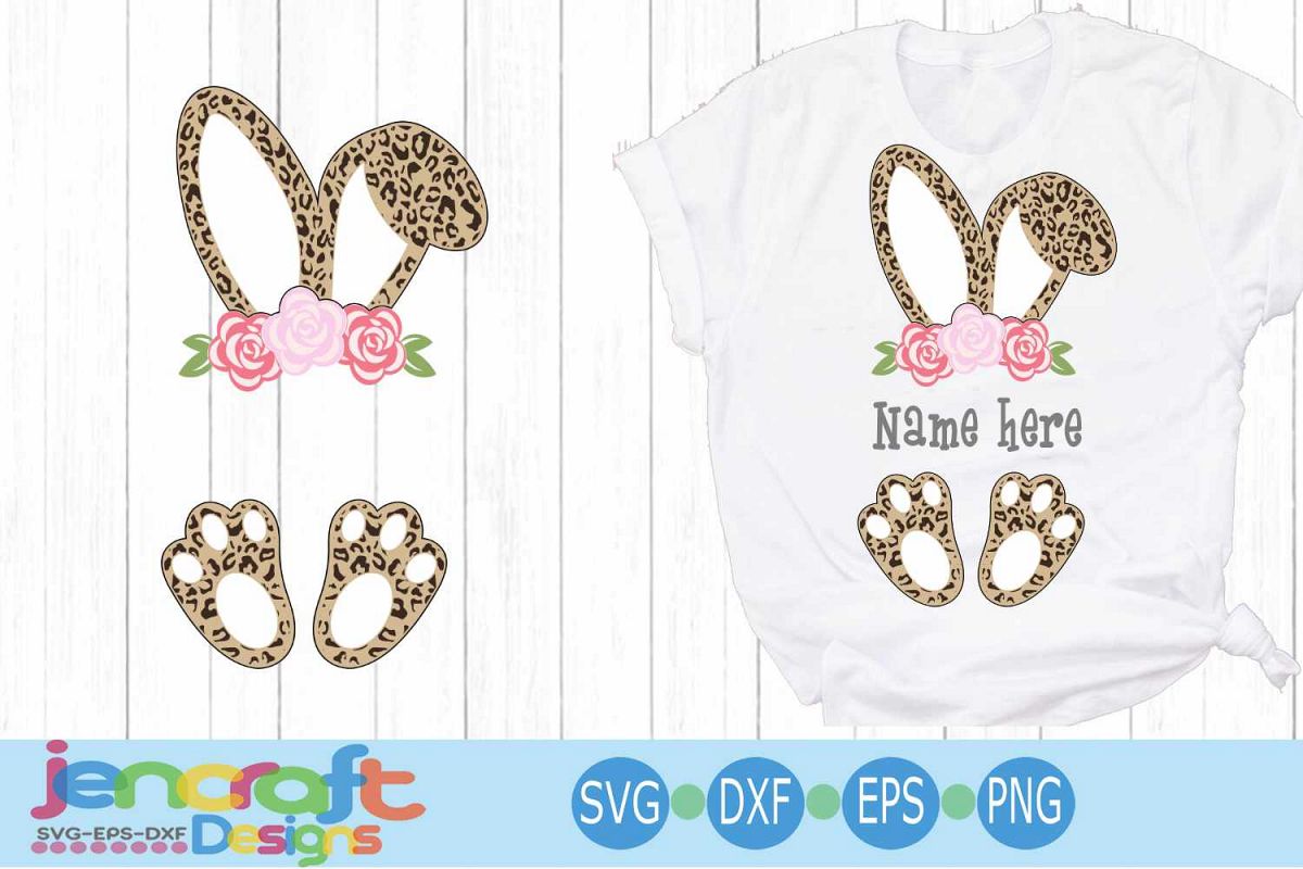 Download Easter svg, Floral Cheetah print bunny ears feet Leopard