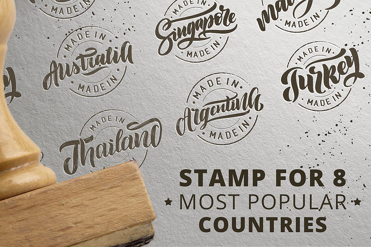 Logo stamp popular countries example image 1