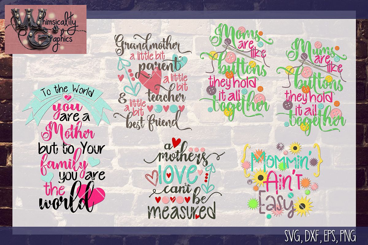 Mothers Day Bundle SVG, DXF, EPS, Png Comm & Pers example image 1