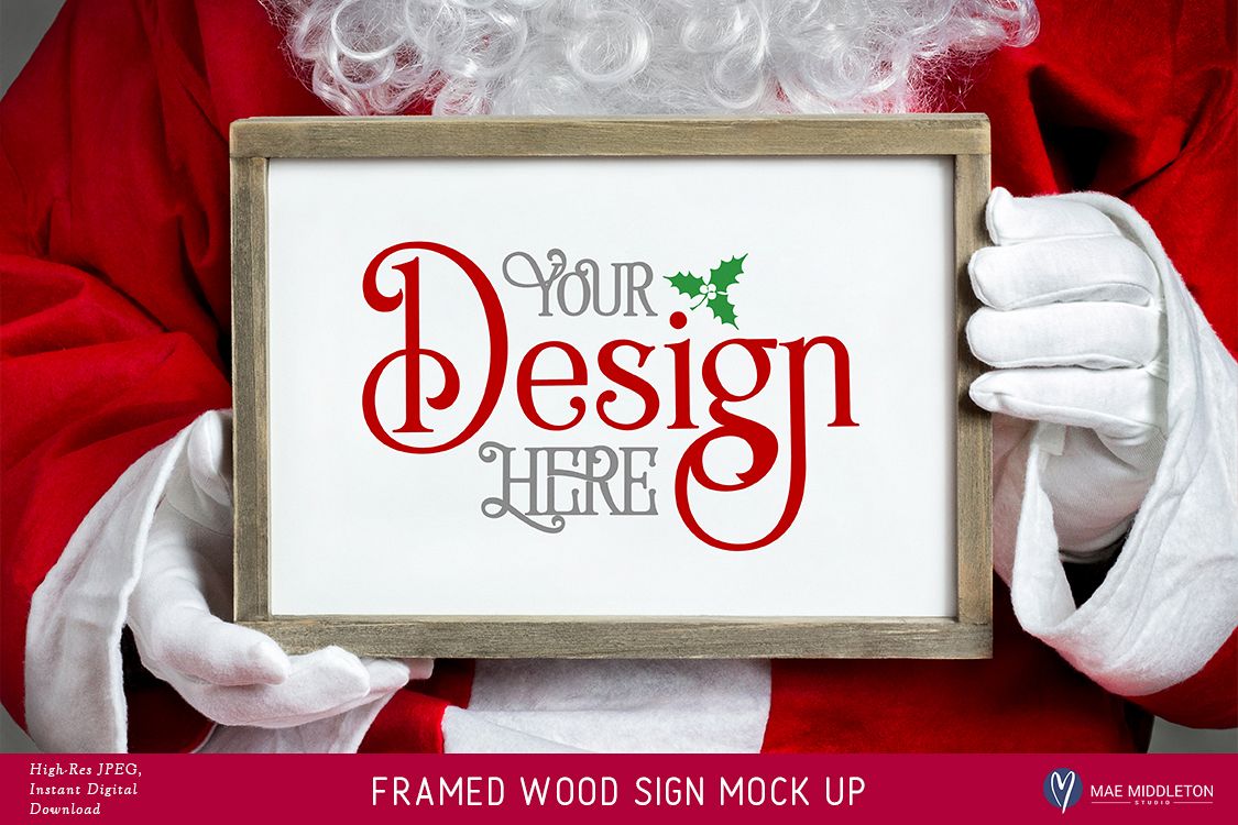 Christmas Mock up - Framed wood sign example image 1