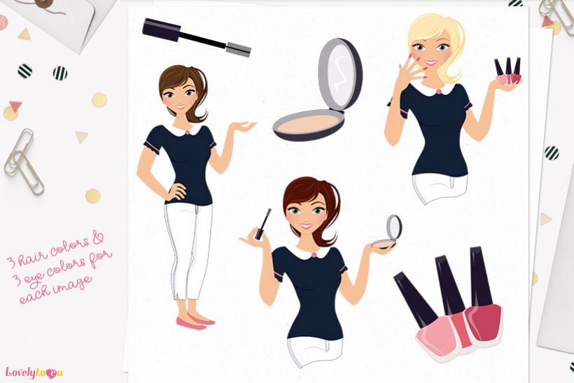 Woman makeup character clip art L097 Piper example image 1