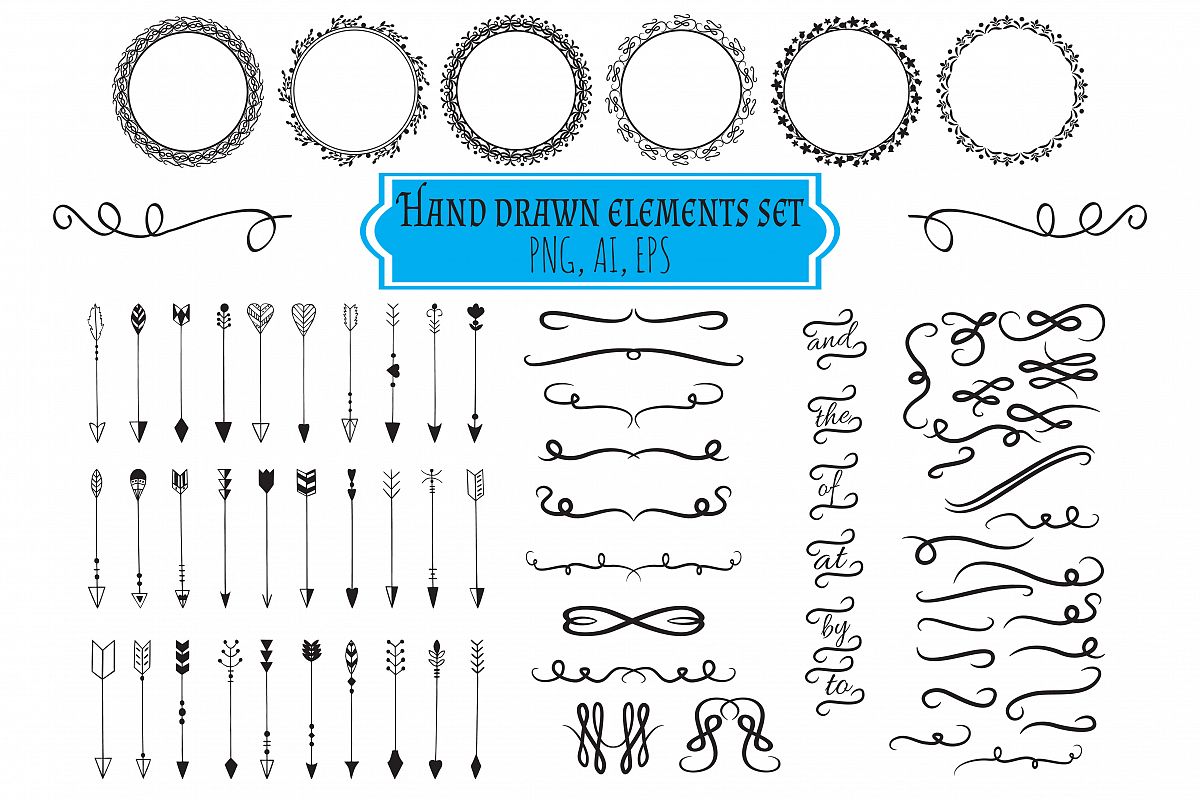 Hand Drawn Design Elements Black Ai Eps Png example image 1
