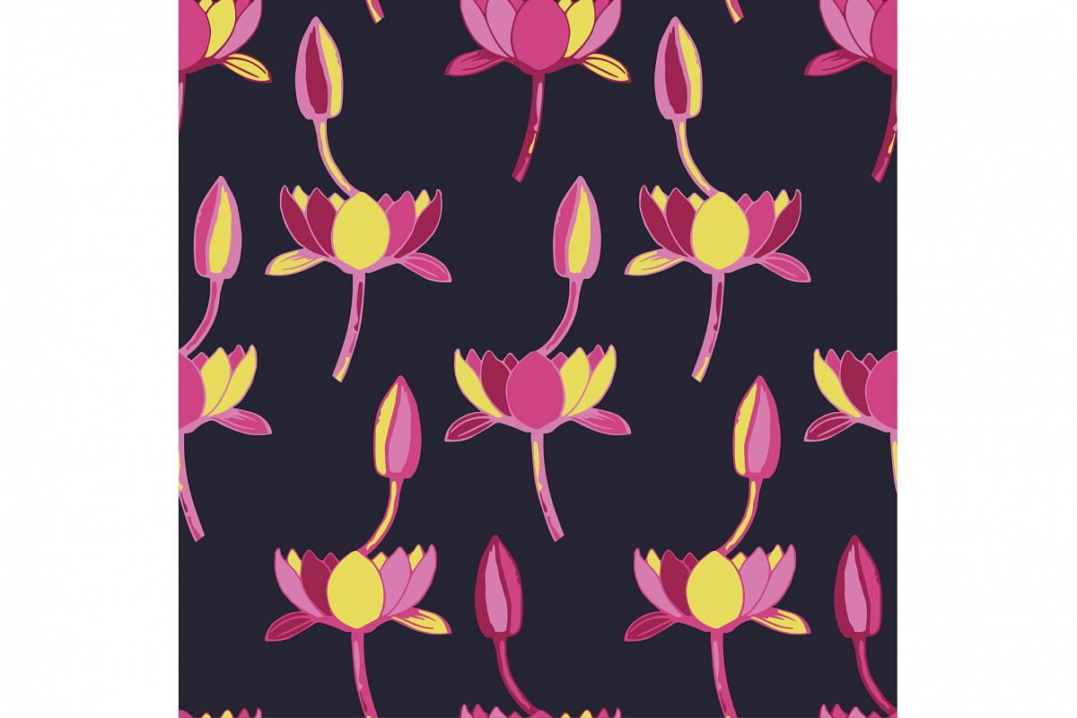 Ethnic boho seamless pattern with decorative lilies. Print. Cloth design, wallpaper. example image 1