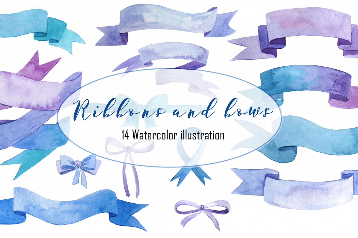 Ribbons and bows watercolor example image 1