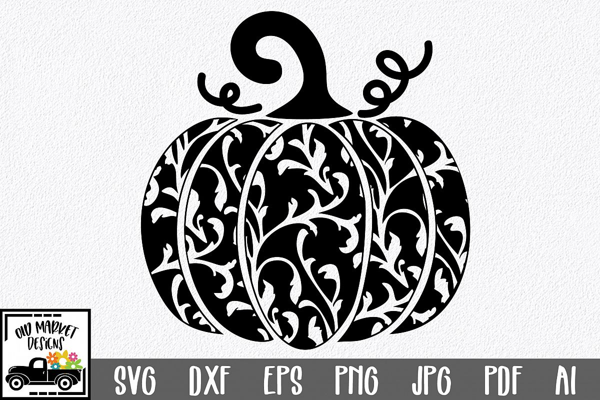 Decorative Pumpkin SVG Cut File - Halloween SVG PNG EPS DXF (306751