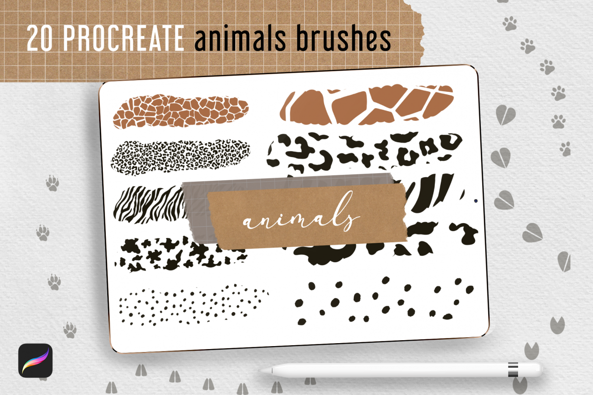 PROCREATE Animal Pattern Brushes | Wild Animals Footprint example image 1