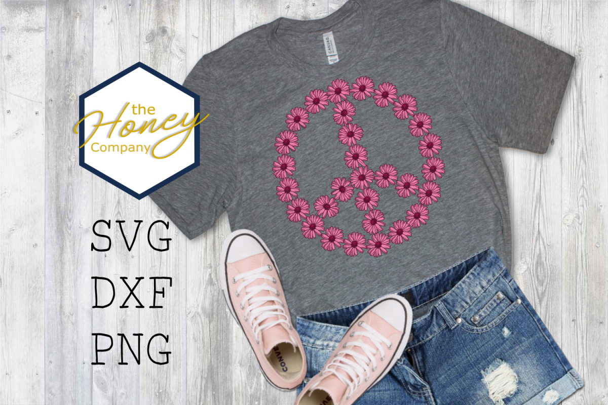 Daisy Peace Sign SVG PNG DXF Cutting File Clipart Vector example image 1