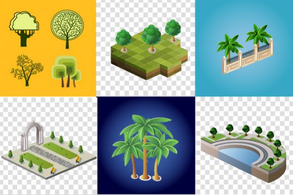 Set of vector images of trees example image 1
