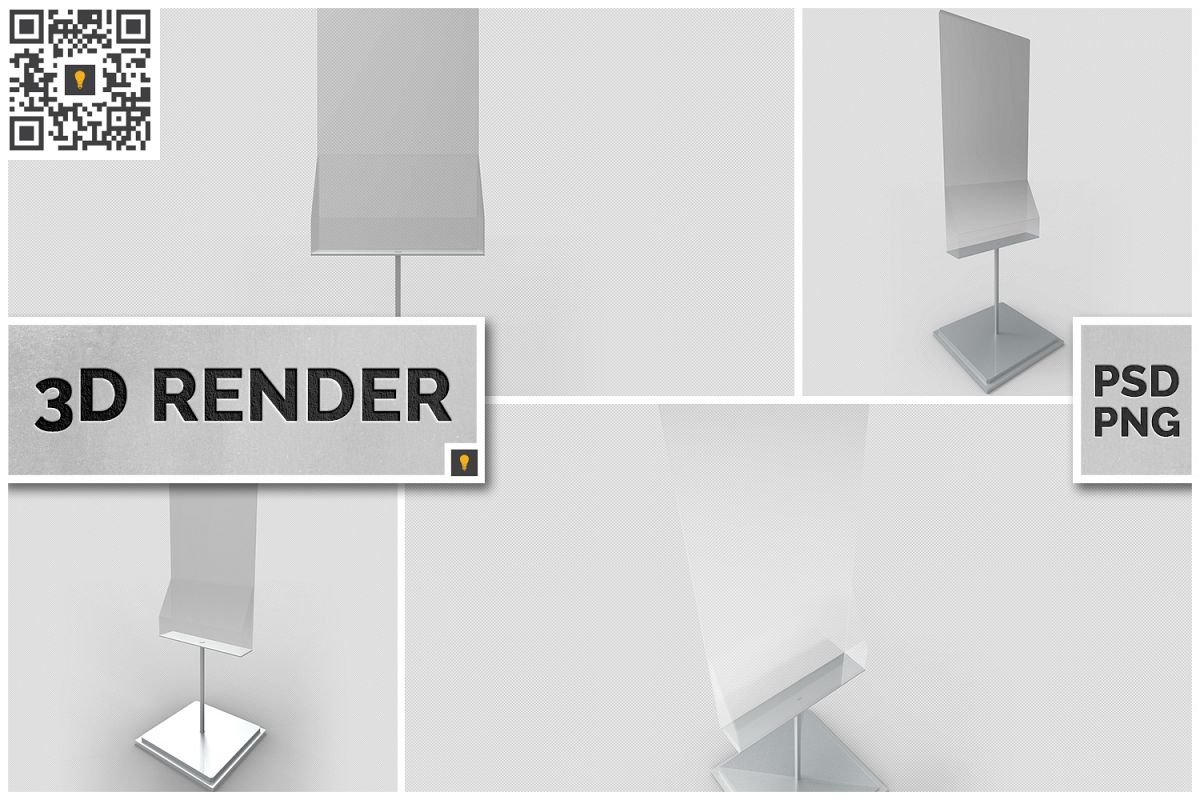 Poster Stand with Rack 3D Render example image 1