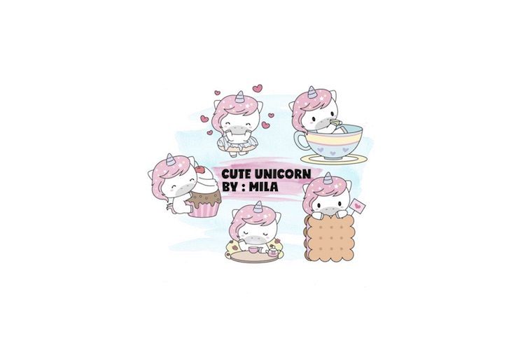 KAWAII UNICORN CLIPART BUNDLE PNG example image 1