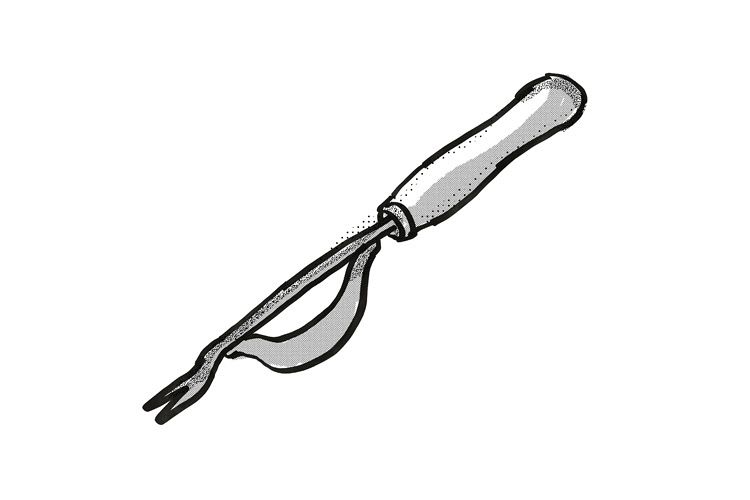 Hand Weeder Cartoon Retro Drawing example image 1