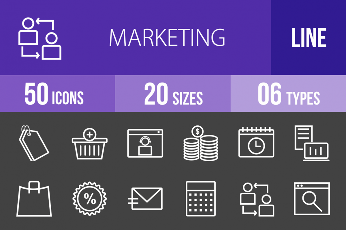 50 Marketing Line Inverted Icons example image 1