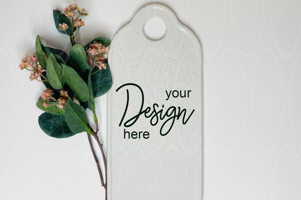 Blank Kitchen chopping board Mockup White Dishes mock up example image 1
