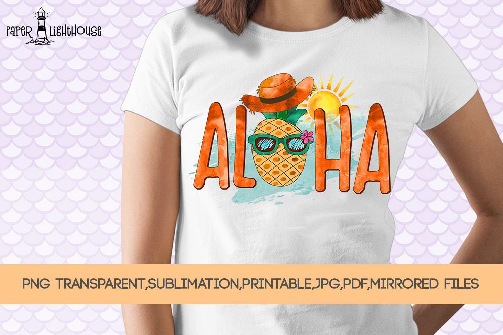 Aloha Funny Pineapple - Summer sublimation, printable, png example image 1