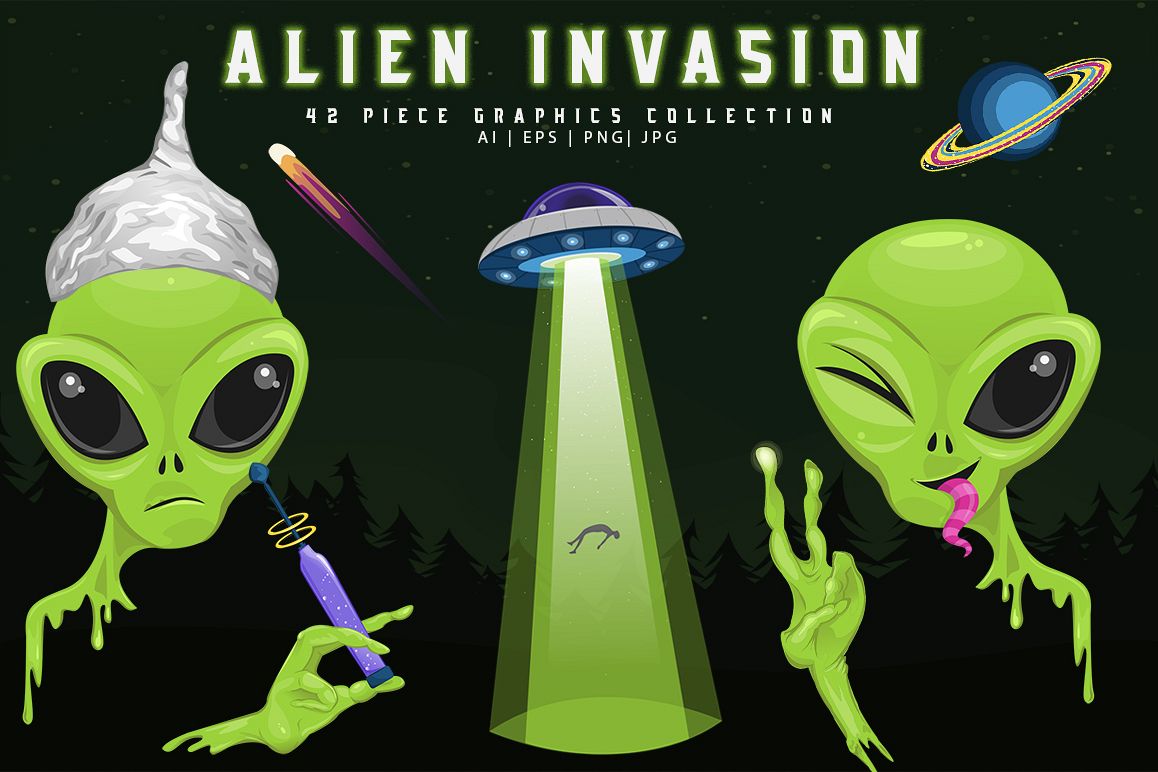 Alien Invasion 42 Piece Graphics Set example image 1