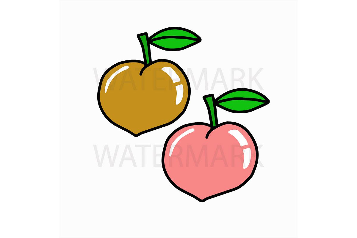 Peach Fruit for Peace - SVG/JPG/PNG Hand Drawing example image 1
