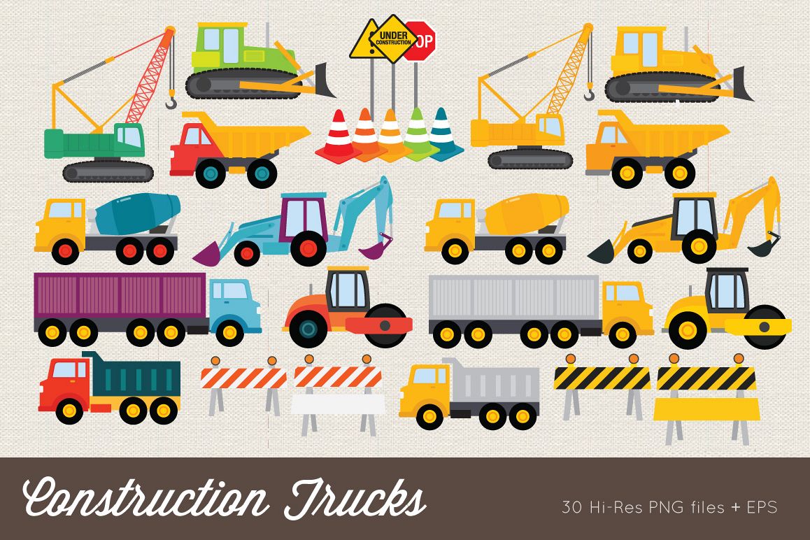 Construction Trucks Clip Art example image 1
