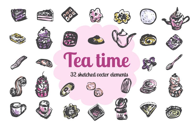 Tea Time - Vector set example image 1