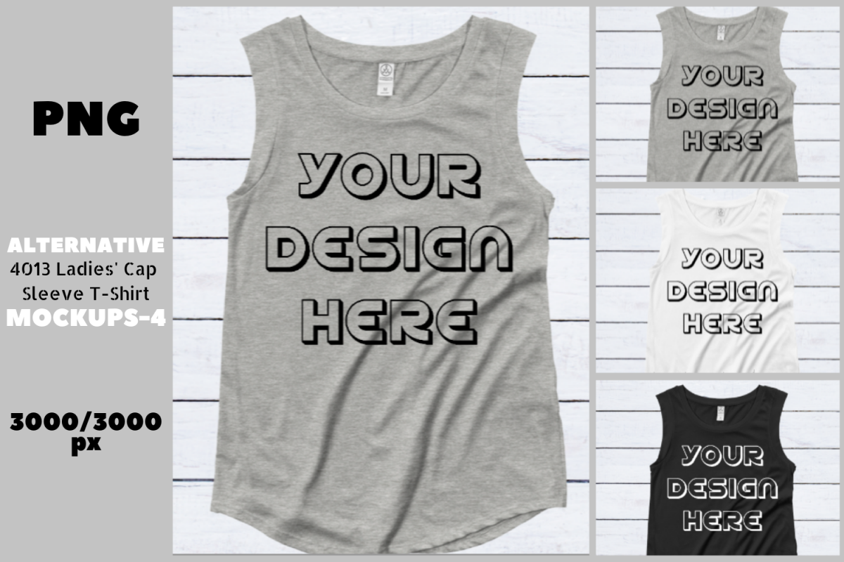 Alternative 4013 Ladies' Cap Sleeve Flat T-Shirt Mockups - 6 example image 1