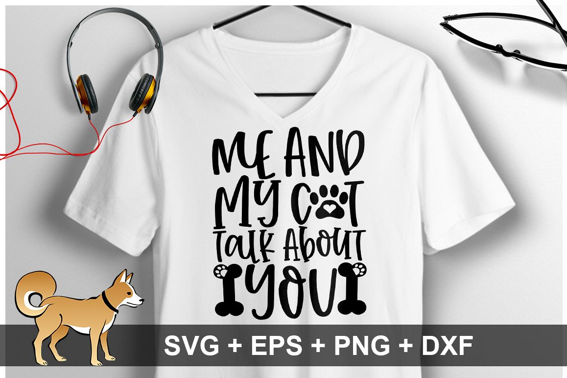 Me And My Cat Talk About You SVG Design example image 1