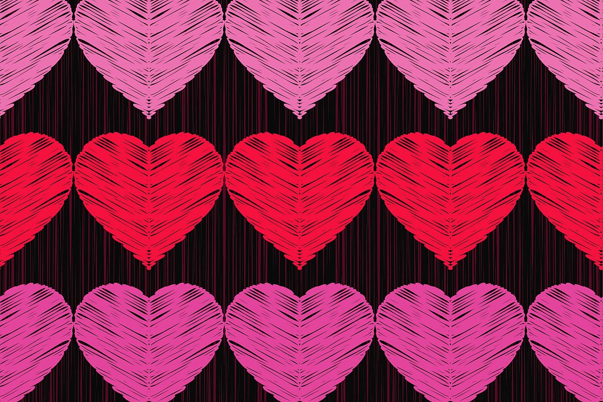 Seamless vector background with decorative hearts. Valentine's day. Textile rapport. example image 1