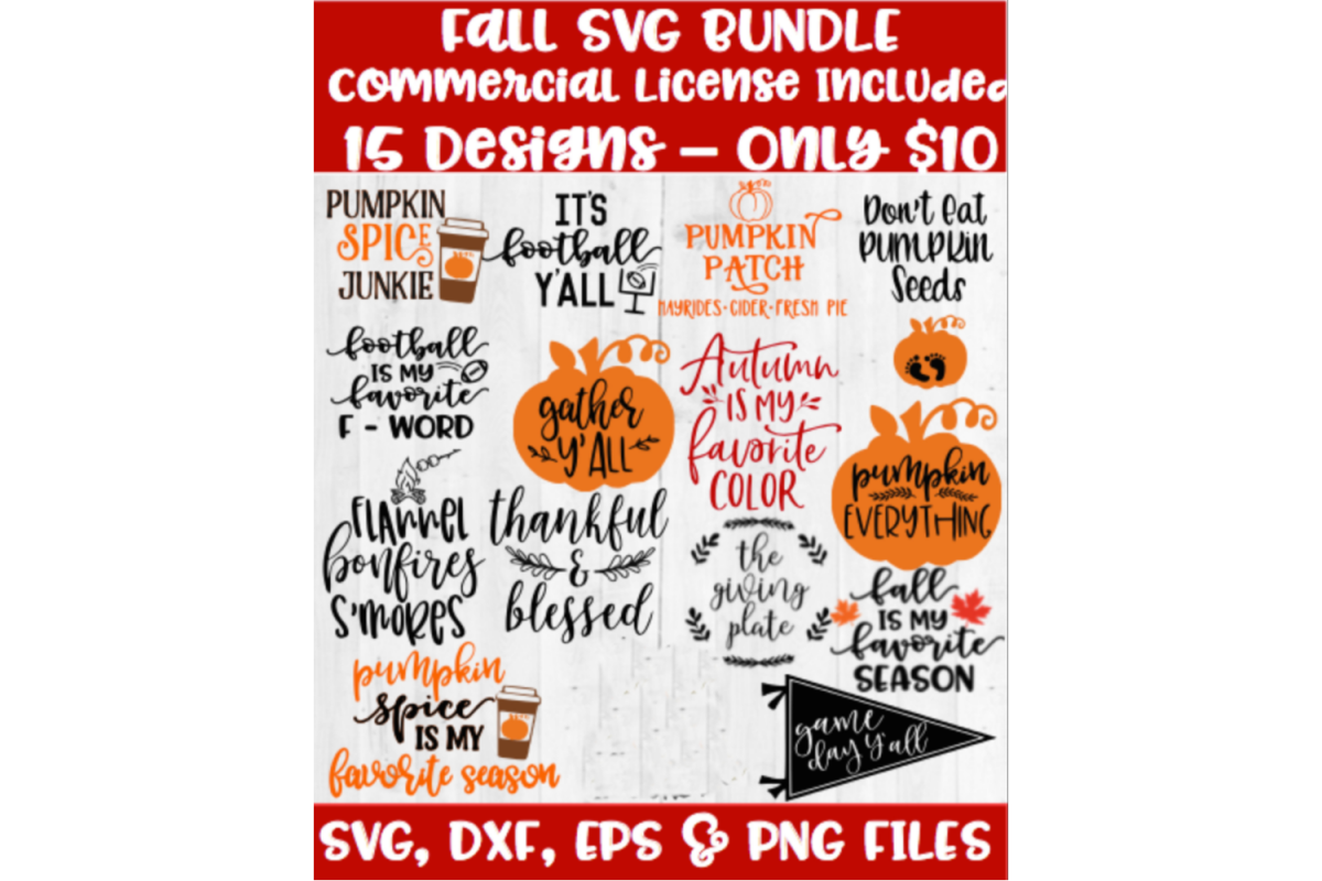 Fall SVG Bundle Thanksgiving Autumn Halloween example image 1