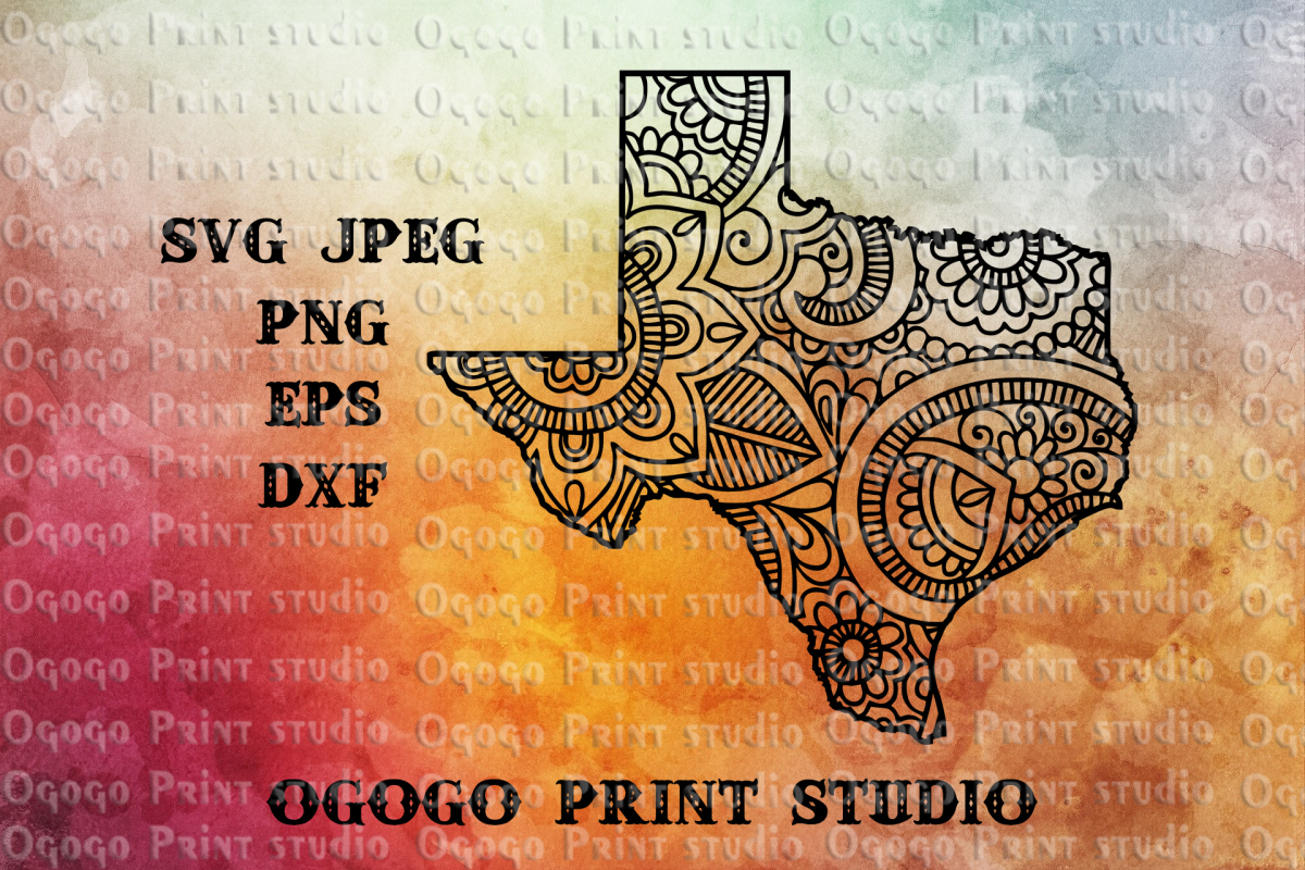 Texas svg, Map SVG, Zentangle SVG, Doodle Art, Mandala svg example image 1