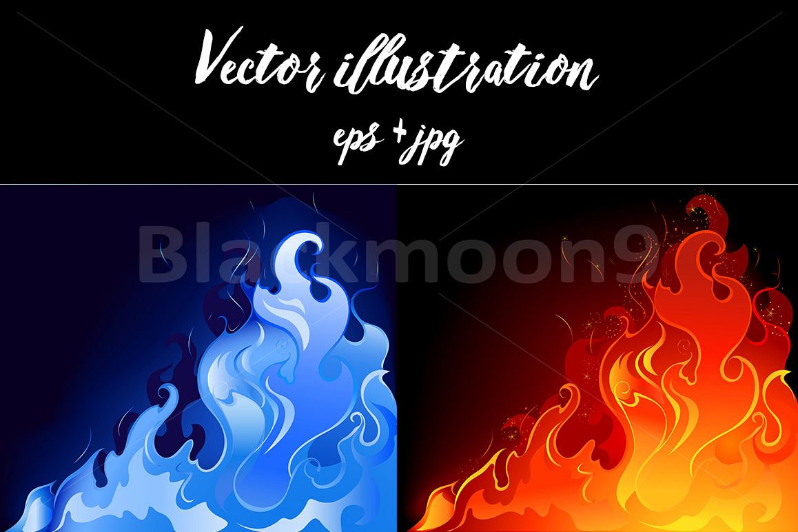 Red and blue flames example image 1