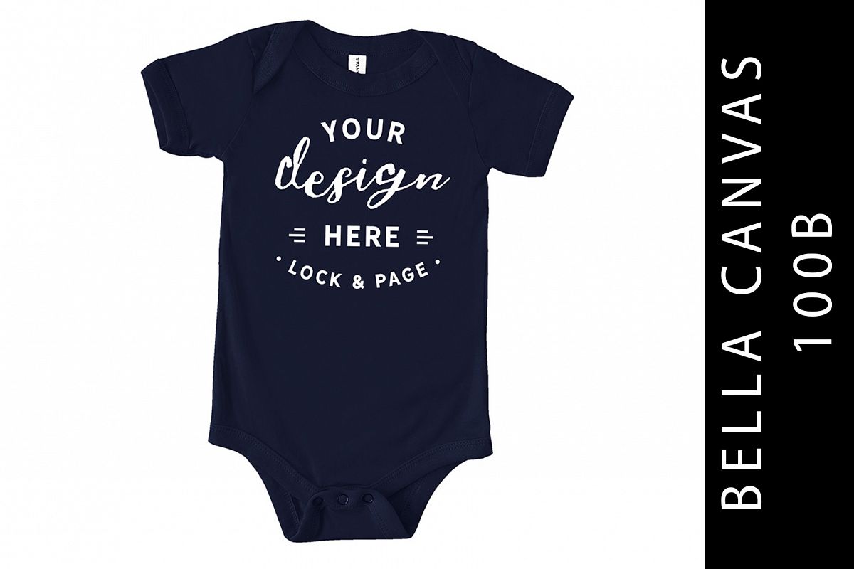 Baby Bella Canvas 100B Romper Mockup Suit Navy example image 1