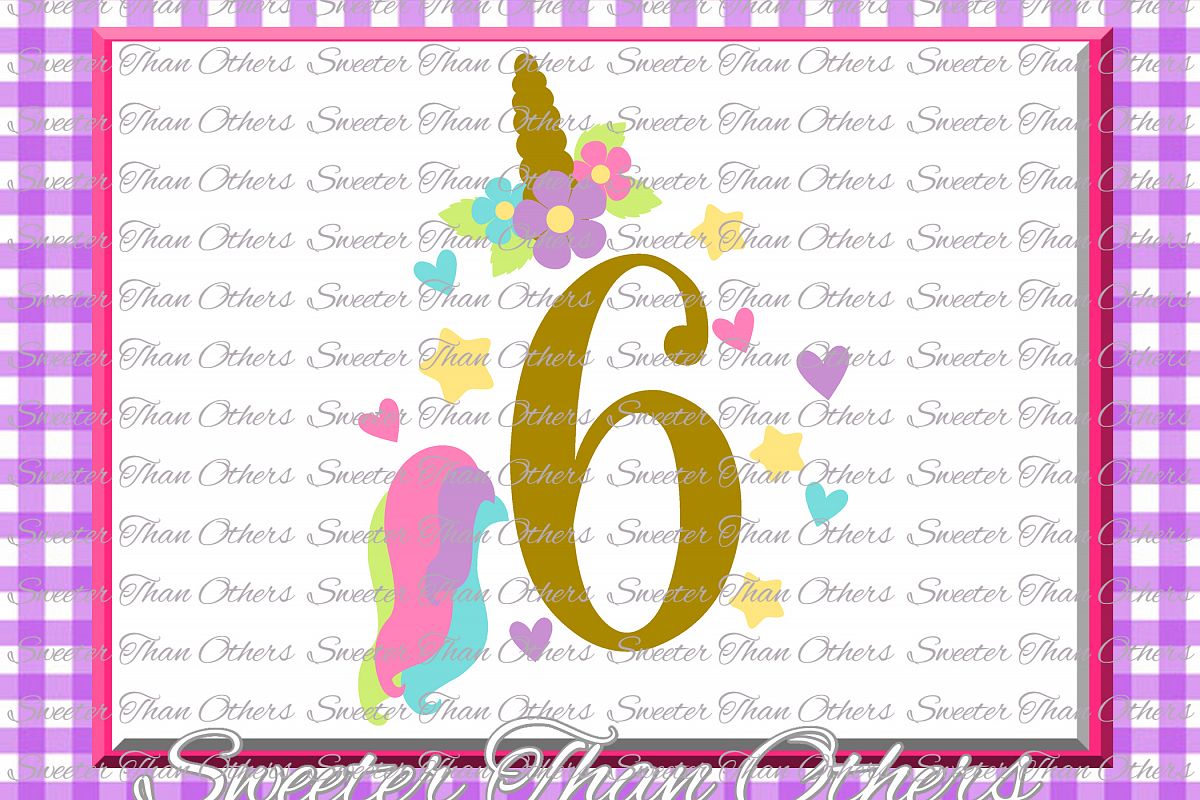 Sixth Birthday SVG, 6th Birthday Unicorn svg example image 1