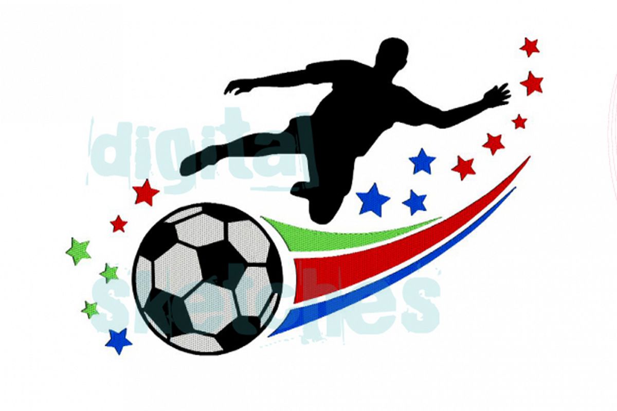 Soccer Player Machine Embroidery Design 3 Sizes example image 1