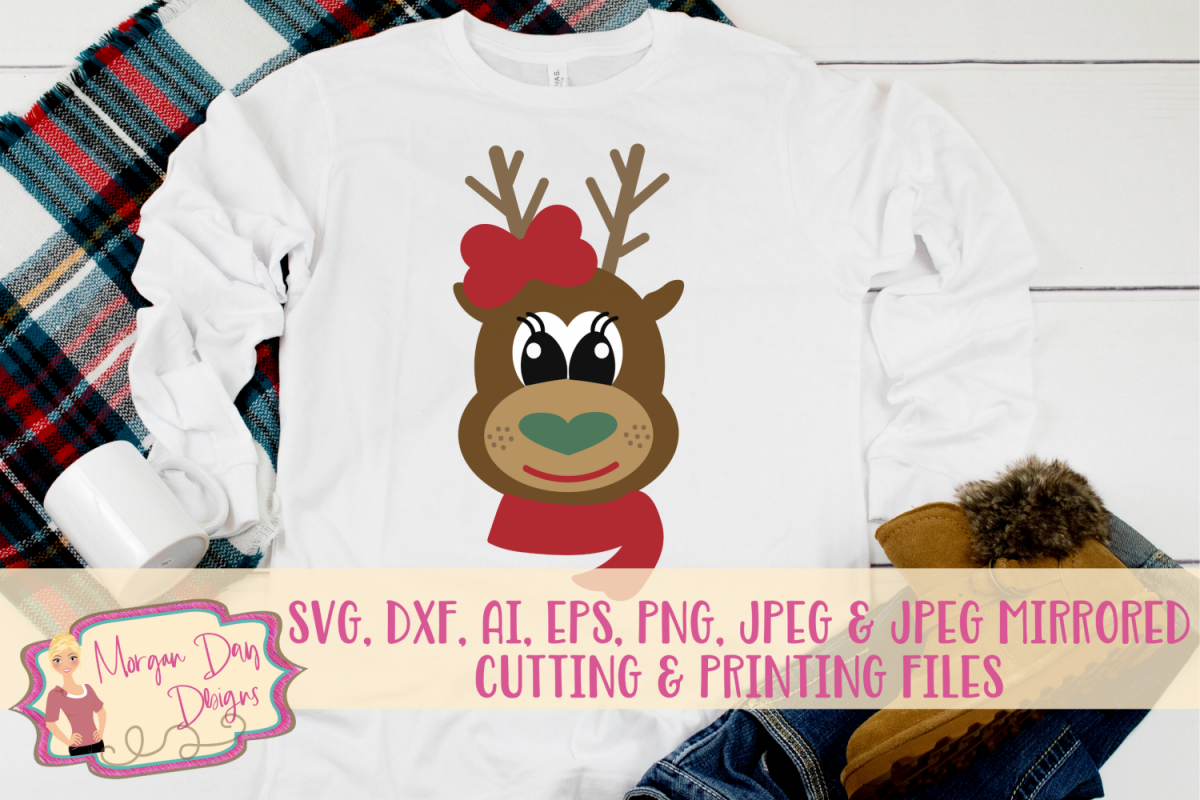 Reindeer Girl SVG, DXF, AI, EPS, PNG, JPEG example image 1