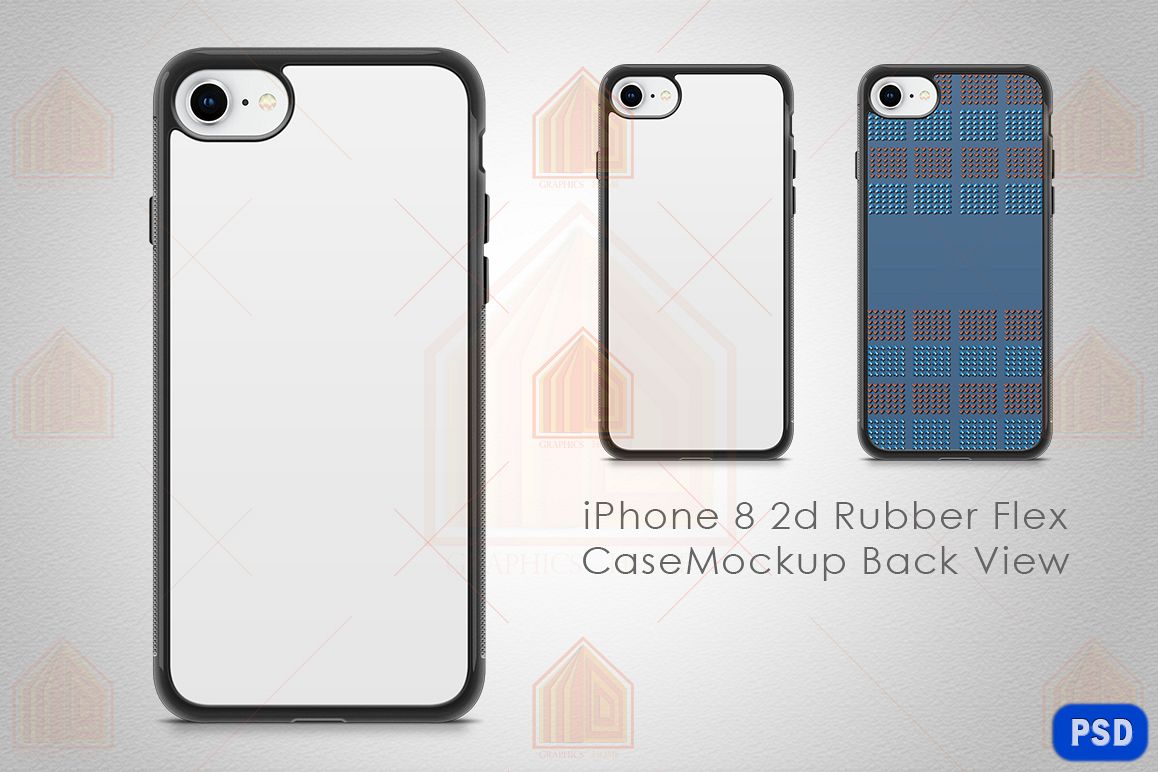 iPhone 8 2d Rubber Flex Case Design Mockup Back