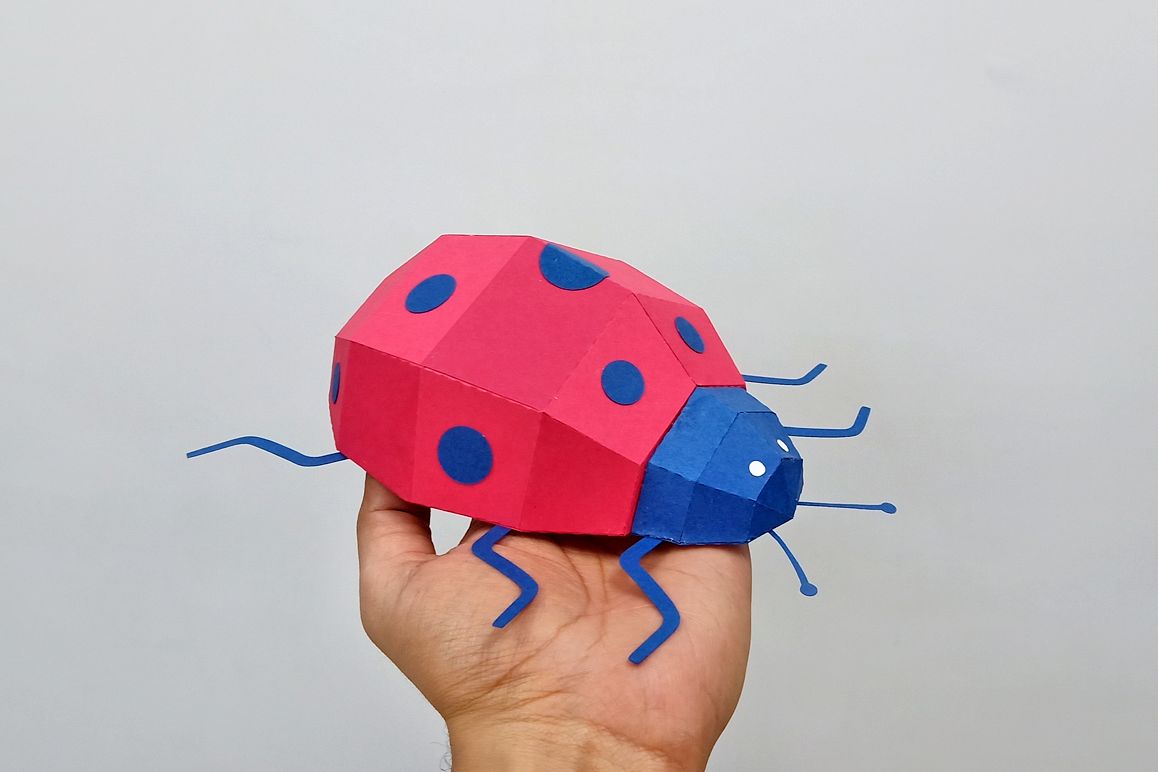 DIY Papercraft Ladybug,Lady bug,Lady beetle,Ladybug svg,dxf example image 1