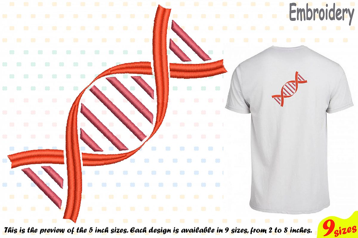 DNA Structure - Science - Designs for Embroidery Machine Instant Download Commercial Use digital file 4x4 5x7 hoop icon symbol sign 194b example image 1