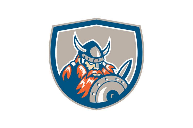 Viking Raider Barbarian Warrior Shield Retro example image 1