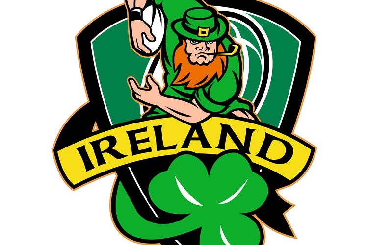 Irish leprechaun rugby player ball shamrock example image 1