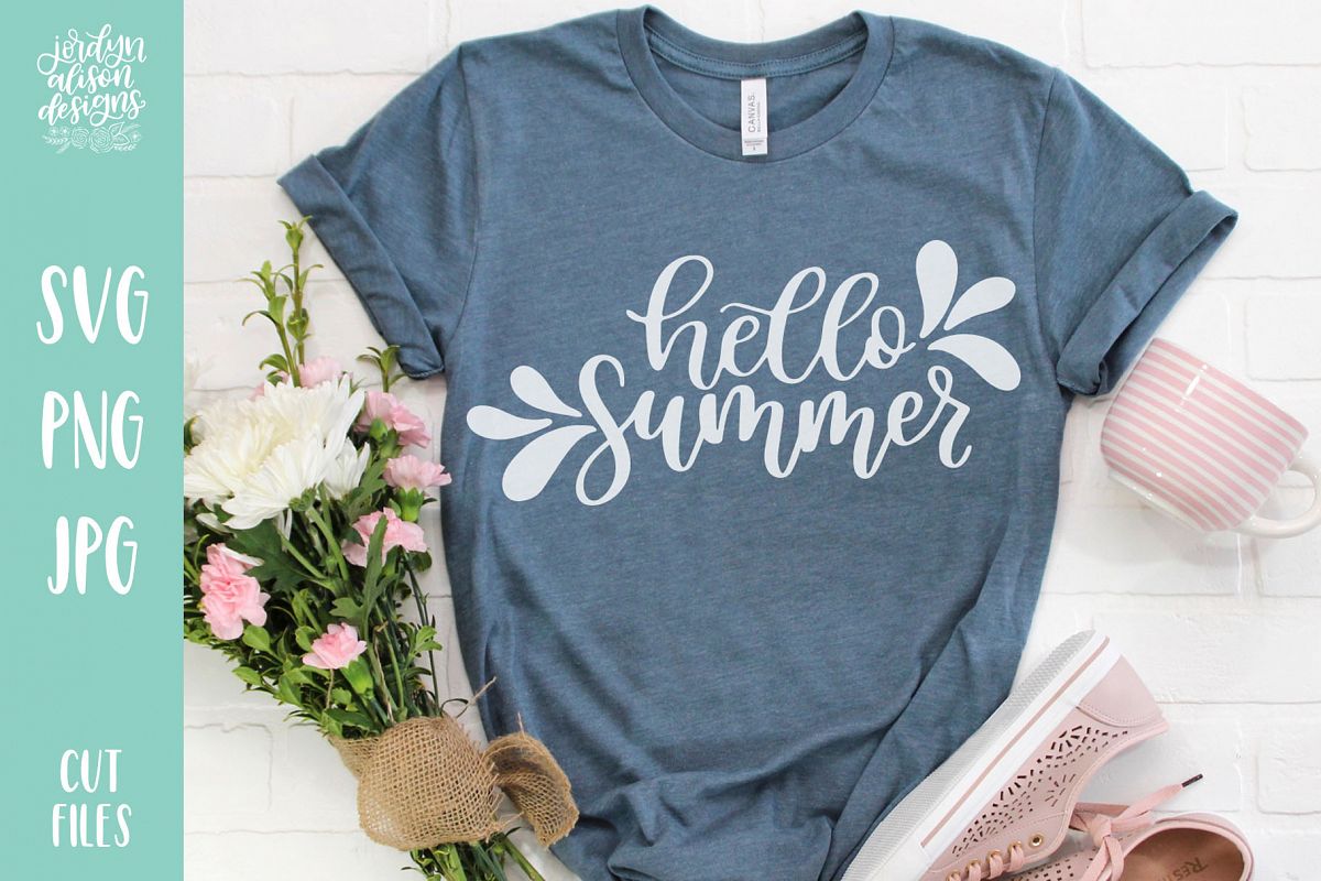 Hello Summer, Hand Lettered SVG Cut File example image 1