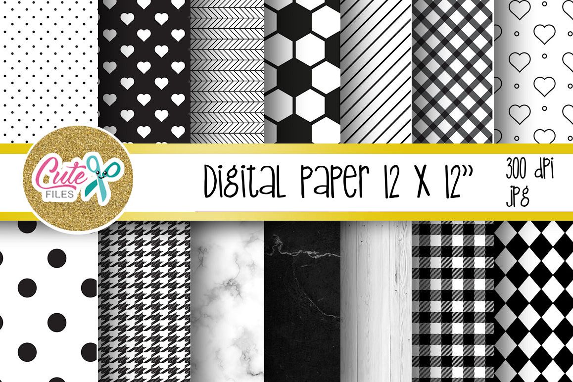 Black and white digital paper for scrapbooking example image 1