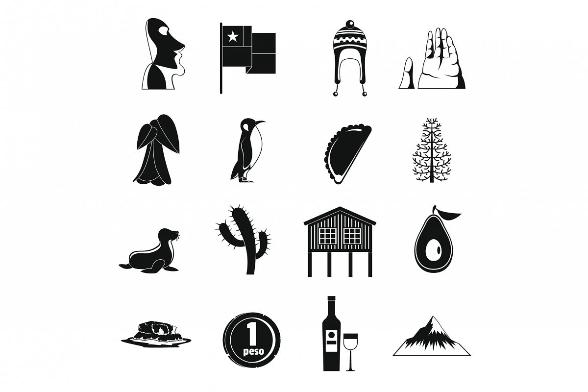Cjile travel icons set, simple style example image 1