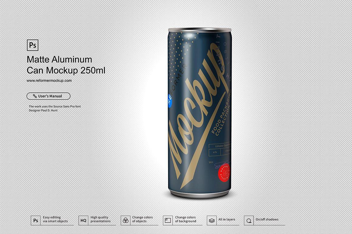 Matte Aluminum Can Mockup 250ml example image 1