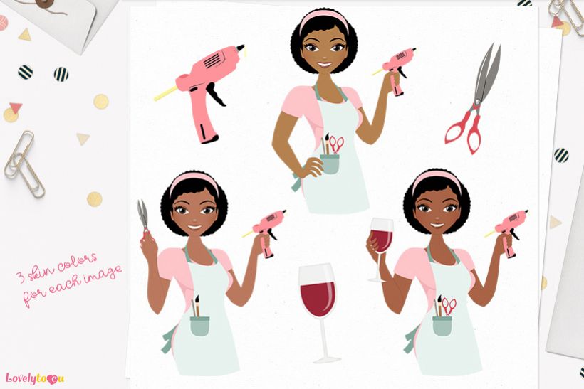 Woman crafts character clip art L166 Neve example image 1