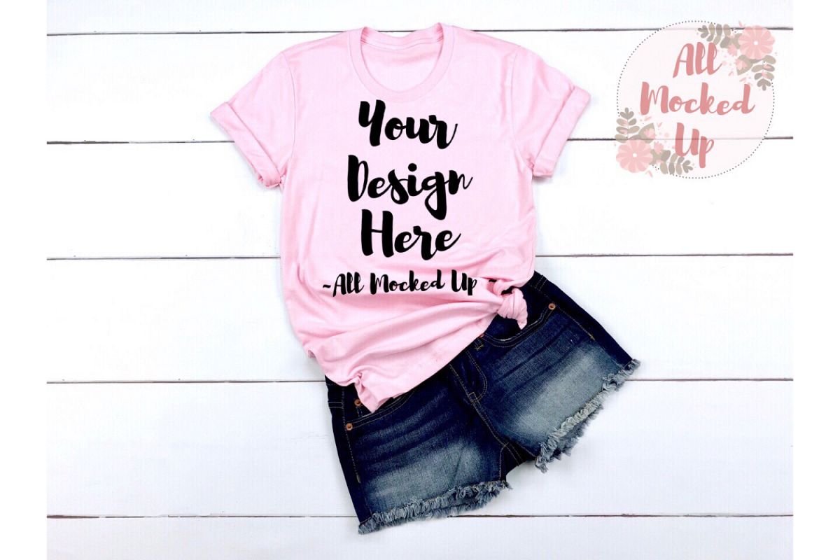 Bella Canvas 3001 PINK Shirt Mock Up - 3/19 example image 1