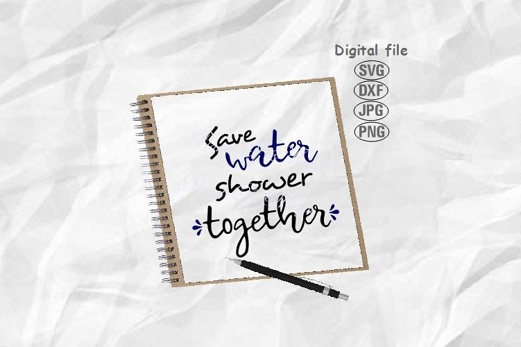 Save Water Shower Together Svg, Bathroom Sign Svg example image 1