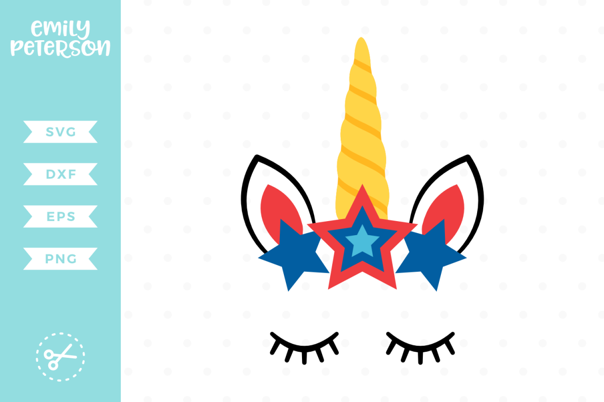 Patriotic Unicorn Face SVG DXF EPS PNG example image 1