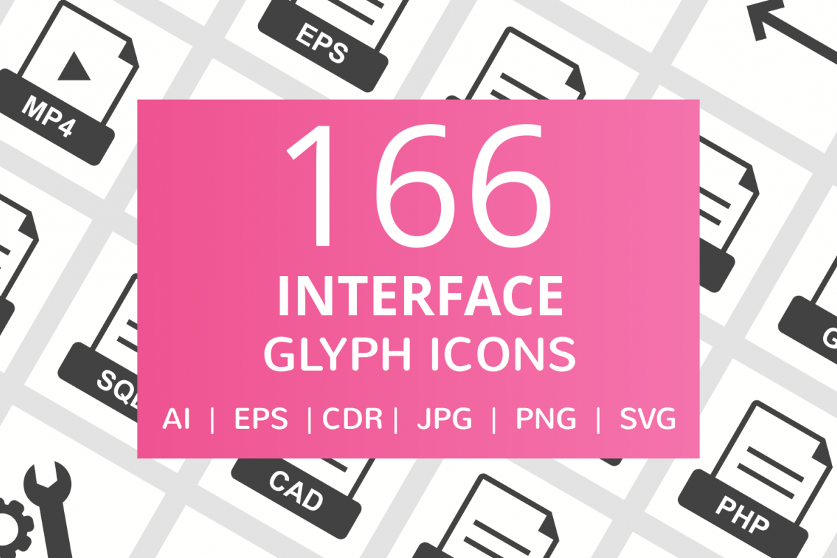 166 Interface Glyph Icons example image 1